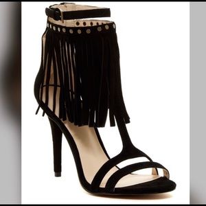 Nine West Don’t Dare Black Fringe Grommet Pumps